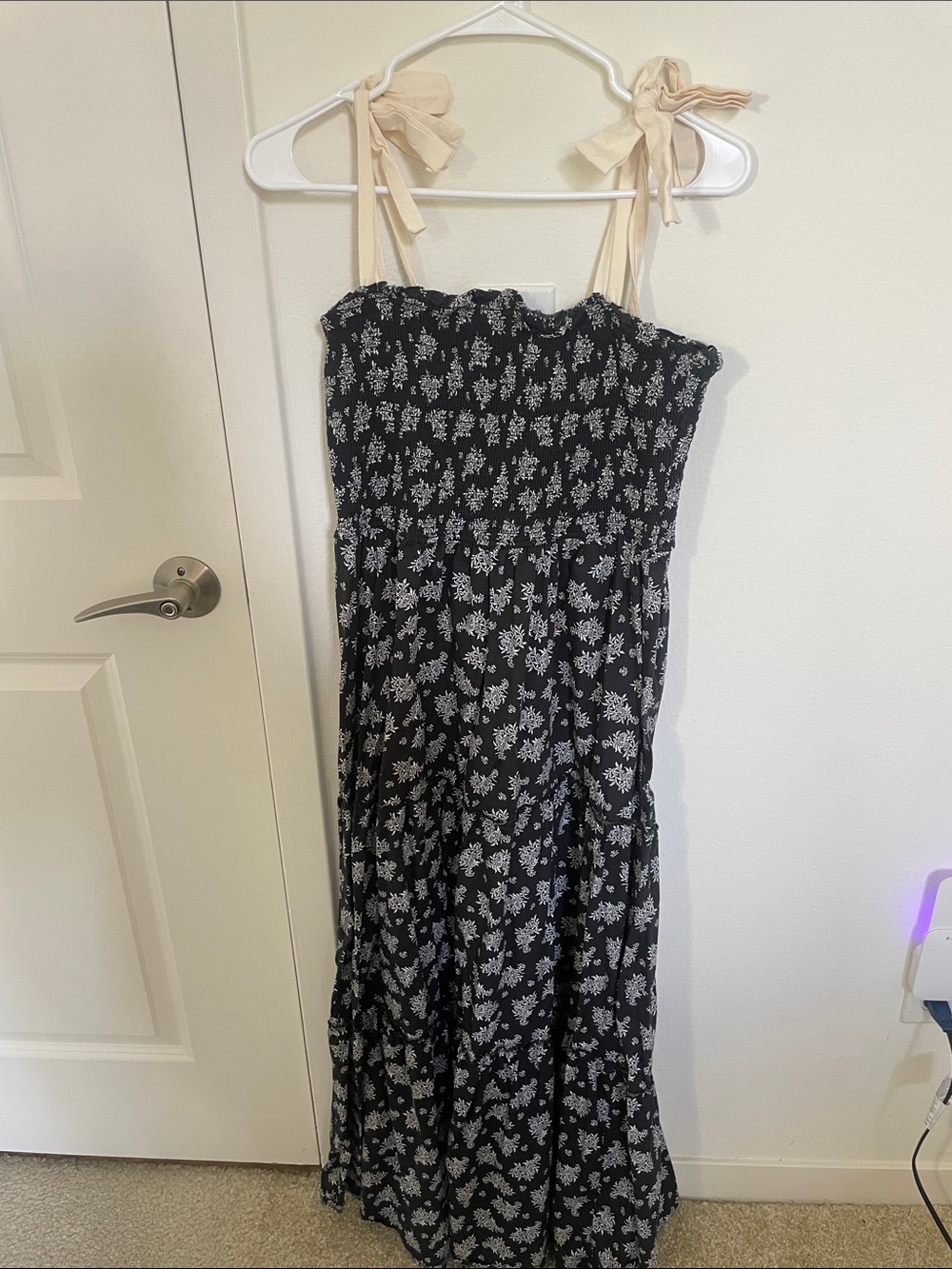 Francesca’s Floral Tie-Shoulder Maxi Dress